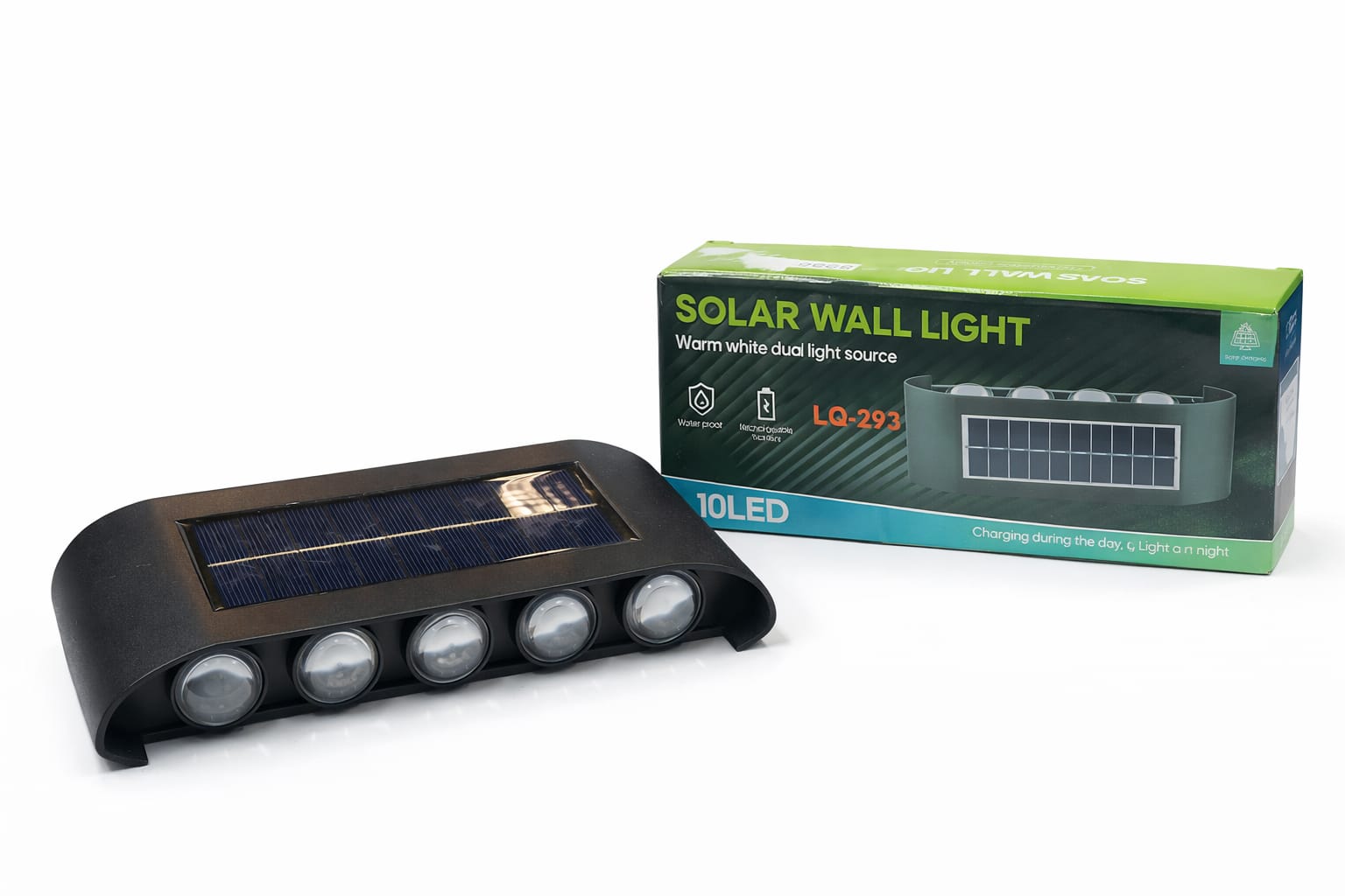 Solare LED-Wandleuchte mit 10 LEDs im linearen Up-&-Down-Design